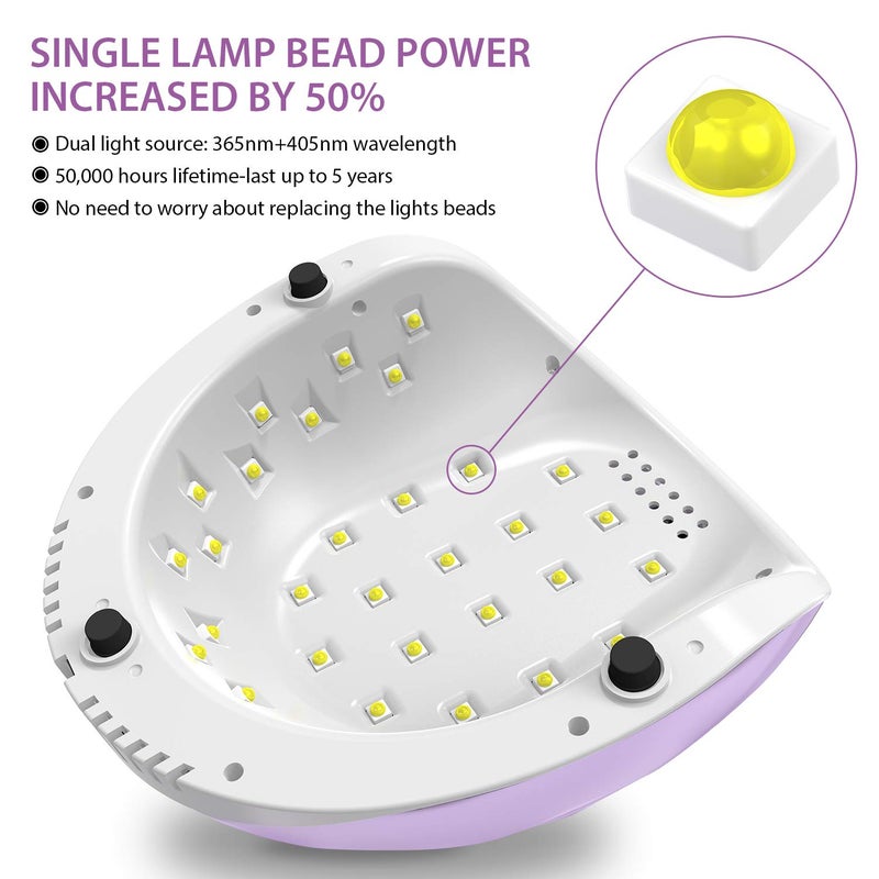 Easkep UV Light for Nails Lamp - 86W UV LED Nail Lamp Gel Nail Polish Curing Dryer for Salon 4 Timer Setting Auto Sensor Machine (Taro) - Image 3